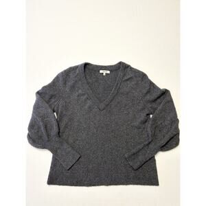 Madewell Womens Sweater Small Grey Knit Wool - Cotton Blend V Neck Pullover